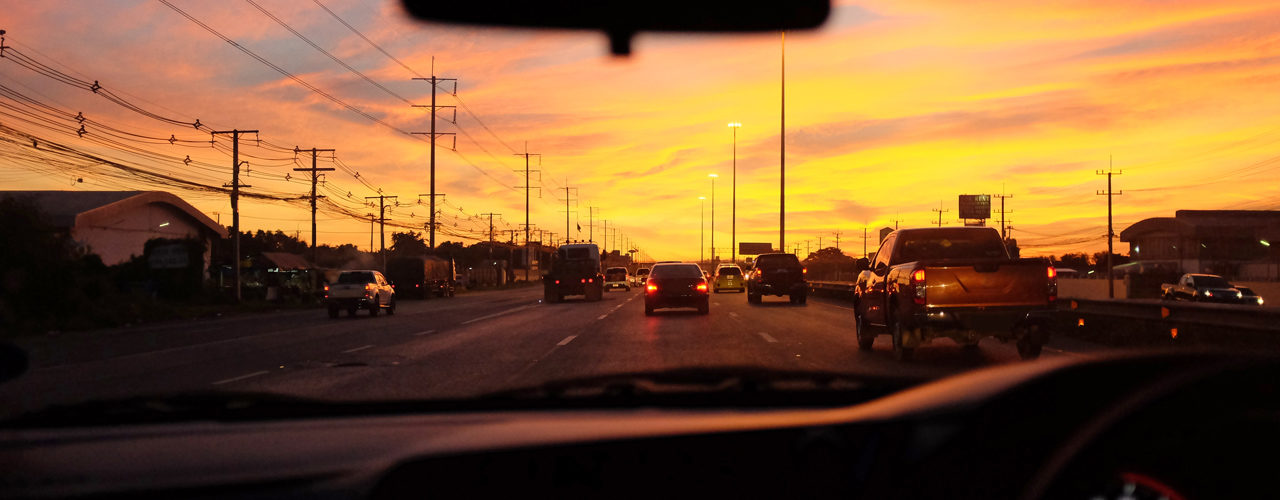 View From Inside Truck Cab For 24 Hour Roadside Assistance Call